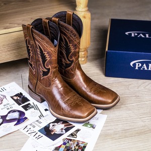 Bottes de cowboy en cuir PALITUTU pour hommes, style western, bout carré, mi-mollet, brodées, à enfiler, durables, pour l'équitation, décontractées, toutes saisons - Product Image 1