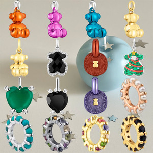 Touses Gloss Dijes de Oso de Peluche 3D Sólidos Multicolor Naranja Rosa Azul, Colgantes de Oso Bañados en Oro, Accesorios de Joyería DIY a Granel - Product Image 1