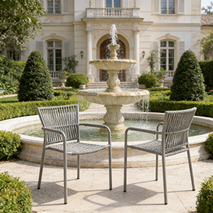Chaise d'extérieur empilable en aluminium de qualité commerciale, <span class=keywords><strong>fauteuil</strong></span> de bistrot moderne peu encombrant avec sangles à séchage rapide - Product Image 1