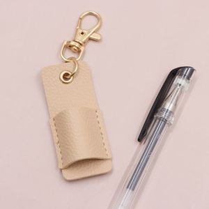Custompu Leather Holder Carabiner Clip Hanging Pen Case Lightweight Stylish Handmade Promotional <b>Gift</b> for School Entrance - Product Image 5