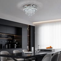 Lustre LED de bureau à domicile, style moderne, en acier inoxydable, 3 couleurs changeantes, 6000K, cristal, CRI 90 élevé, expédié depuis l'entrepôt du Royaume-Uni