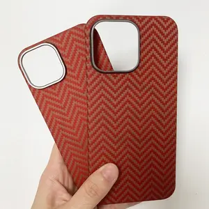Neuzugang Luxus mattschwarz rot echte Aramid-Fibre-Handyhülle für iPhone 13 14 15 Pro