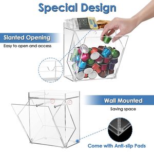 Porte-dosette de café en acrylique Distributeur mural de dosettes de <span class=keywords><strong>linge</strong></span> Lave-<span class=keywords><strong>vaisselle</strong></span> Porte-dosette Seau basculant Boîte de rangement pour la cuisine - Product Image 3