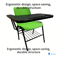Chaise de bureau robuste avec bureau large et étagère de rangement, siège en plastique PP, structure en acier