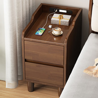 Table de chevet étroite nordique en bois massif, armoire de rangement compacte minimaliste, petite table d'appoint pour chambre à coucher, vente en gros