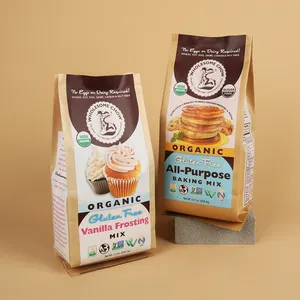 MOQ 500 saco de embalagem de lanche com logotipo personalizado de alta qualidade para biscoitos reciclável saco com zíper de fundo plano impresso personalizado