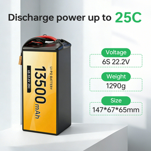 Batería de Alta Tasa de Descarga de 10 Pulgadas, 30C 4S 6S 8S 12S 13500mah 13000mah 15, Ligera, Carga Rápida, para Drones, 8000mah-6S, LiPo de Alta Tasa de Descarga - Product Image 5