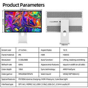 KUYCON G27P daha yüksek maliyet performansı 99% DCI-P3 bilgisayar monitör ekranı 27 inç Led braketi ile 5k monitör - Product Image 5