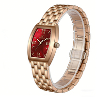 Montre à quartz pour femme, style MOP Tonneau, épaisseur du boîtier 9 mm, acier inoxydable, minimaliste, étanche