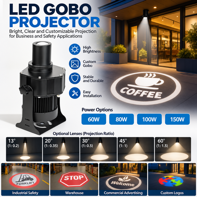60-150W LED Gobo Projector Custom Logo Light for Advertising Branding Industrial Safety Signs