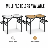 Table de camping pliante légère en aluminium, portable, pour pique-nique en extérieur, avec espace de rangement supplémentaire