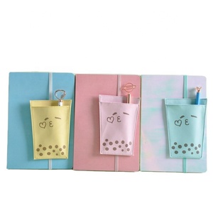 Cuaderno con tapa dura para tarjetas A5, regalos con estuche para lápices de té de la leche, juego de papelería para diario de PU para <span class=keywords><strong>BTS</strong></span> - Product Image 1