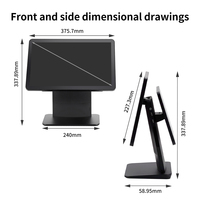 Sistema POS Táctil Ultra Delgado de Aluminio Negro de 15.6 Pulgadas, Nuevo Diseño Moderno Todo en Uno, Caja Registradora I5/RK3576 para Tiendas Minoristas