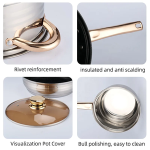 Factory Direct Sale 12-Piece Classic Stainless Steel Gold <b>Cookware</b> <b>Set</b> Glass Cover Eco-Friendly Kitchen Cooking Pots Casseroles - Product Image 4