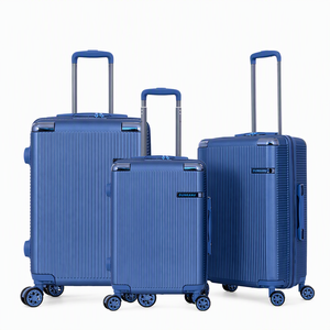 Ensemble de bagages rigides personnalisés en gros, 3 pièces (20, 24, 28 pouces), avec protection d'angle or rose et design crème, valise de voyage à roulettes OEM - Product Image 6