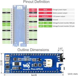 Aismartlink Alimentation sans interruption, batterie Li-<span class=keywords><strong>po</strong></span>, conception empilable, module UPS pour Raspberry <span class=keywords><strong>Pi</strong></span> Pico - Product Image 6