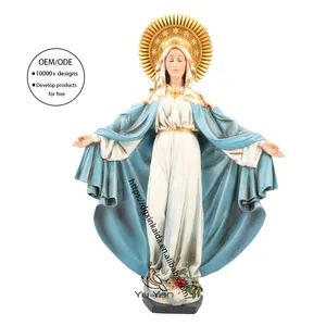 Fábrica al por mayor estatuas religiosas católicas resina hermosa estatuilla virgen clásica María adornos navideños cristianos