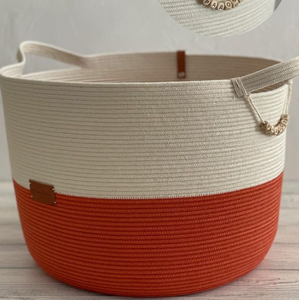 Proprio pane all'ingrosso grande cesto intrecciato a mano bianco <span class=keywords><strong>grigio</strong></span> cesto rotondo in corda di cotone per riporre la biancheria - Product Image 3