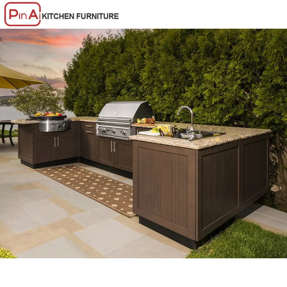 PINAI – armoires de cuisine en acier inoxydable pour barbecue de jardin en plein air, personnalisées de luxe