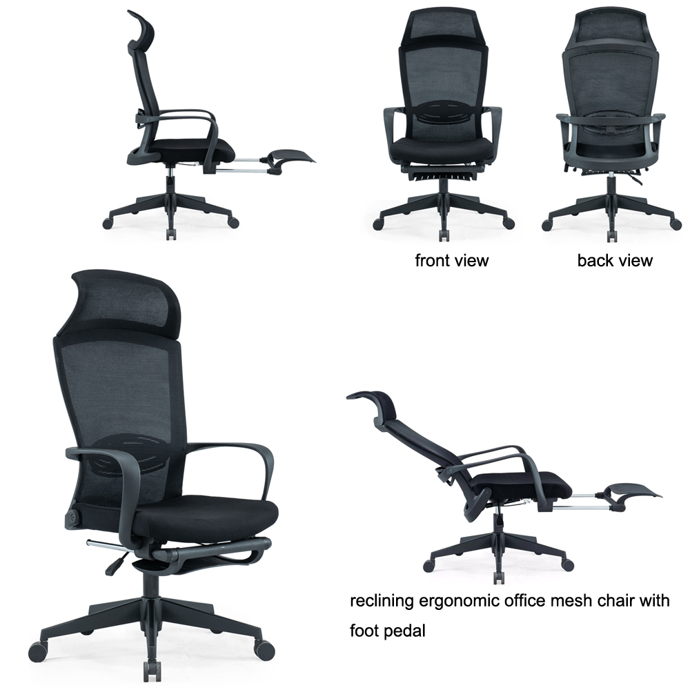 QS-OMC10 reclining ergonomic office mesh chair with foot pedal
