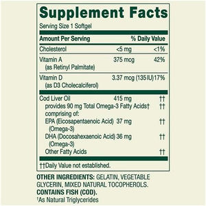 Gélules de soutien pour la peau et les yeux de haute qualité avec huile de foie de morue, vitamines A et D, améliore l'immunité, protection cardiovasculaire - Product Image 3