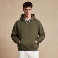 Sweat à capuche ample à épaules tombantes en molleton épais 345 GSM pour homme, personnalisable avec logo OEM, impression en relief et poignets côtelés