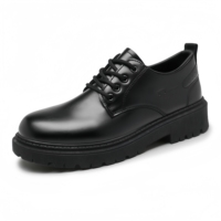 Chaussures décontractées pour hommes, nouvelle collection printemps, imperméables, en similicuir noir, à lacets, semelle en caoutchouc durable et rehaussée
