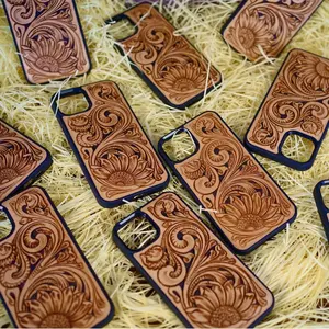 Wholesale Custom Handcarved Genuine Leather Designer North Face Sublimation Iphone Mobile Phone Cases Luxury