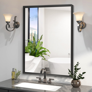 Glossy Black Bathroom <b>Mirror</b> 36x30inch <b>Rectangle</b> Metal Framed <b>Wall</b> Vanity <b>Mirror</b> Modern Farmhouse Style - Product Image 6