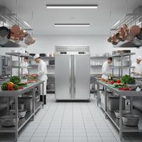 Congélateur vertical à porte pleine pour la viande, refroidissement par air, grand restaurant, 1000 L, -25~10°C, réfrigérateur commercial
