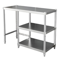 Table de Travail Commerciale Portable en Acier Inoxydable avec Étagère à Vaisselle pour Cuisines Professionnelles, Solution de Rangement Autoportante
