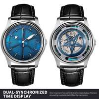Montre-bracelet mécanique automatique de luxe personnalisée avec cadran guilloché, verre saphir, montres à clapet originales personnalisées