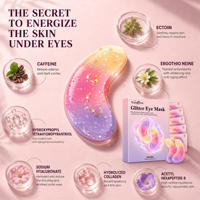 Masque pour les yeux à paillettes tricolores avec logo de marque personnalisé, lisse les rides, anti-âge, améliore les cernes, pour le soin de la peau sous les yeux