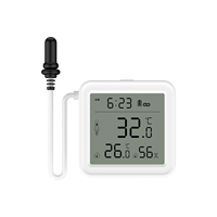 Capteur de température et d'humidité WiFi domestique avec contrôle par application intelligente Alexa, Google Home, Tuya, avec sonde filaire PST-T08