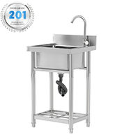 Éviers debout libres commerciaux Évier de restaurant 201/304 Fabrication de cuisine commerciale en acier inoxydable de qualité alimentaire
