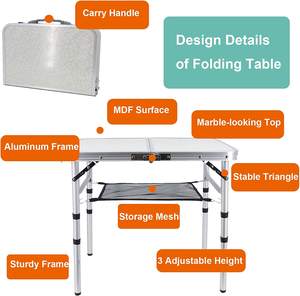 Woqi โต๊ะพับกลางแจ้ง | ตารางตั้งแคมป์อลูมิเนียมขนาดกะทัดรัดพิเศษ - Product Image 5