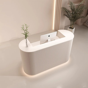 Mostrador de Recepción Curvo Moderno para Salones de Belleza, Tiendas de Ropa, Pequeños Oficinas, Hospitales, Gimnasios - <span class=keywords><strong>Material</strong></span> de Madera - Product Image 5