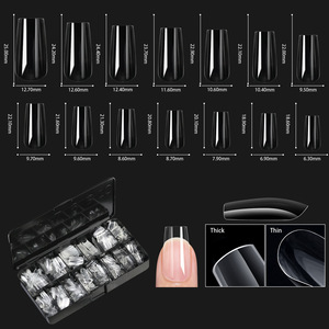 Capsules d'ongles en gel souple transparentes, forme cercueil, couvrance totale, 14 tailles, pour extension, qualité professionnelle pour salon de manucure, OEM - Product Image 5