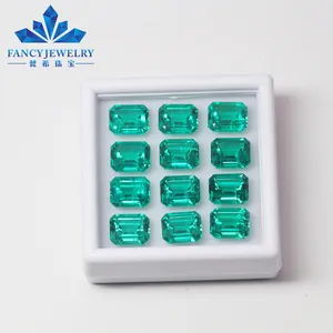 Pengiriman cepat 6X8MM 8X10MM Emerald Cut Hydrothermal Columbia Lab dibuat Emeralds