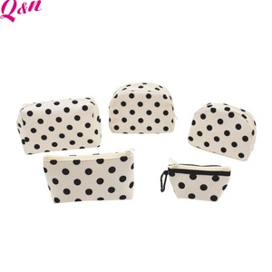 Maquillaje divertido de lunares de gran capacidad personalizado portátil para neceser bolsas de cosméticos de lona suave con cremallera para niñas y mujeres - Product Image 2