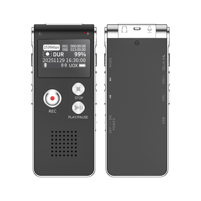 Stereo Dual Microphone Array Noise Reduction Line-in Audio Direct Recording Digital Sound Voice Recorder