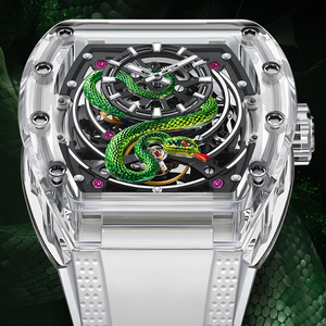 Montre automatique transparente BONEST GATTI pour homme, bracelet en fluororubber souple, lumineuse, étanche, mécanique - Product Image 3