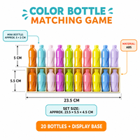 Jeu de 20 flacons colorés assortis avec mini-flacons en ABS et base de présentation double couche