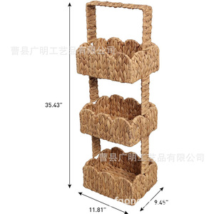 Three Tier Woven Kitchen Storage Rack Basket Organizer For Fruits <b>Vegetables</b> Bottles Floor <b>Standing</b> Multi Function - Product Image 4