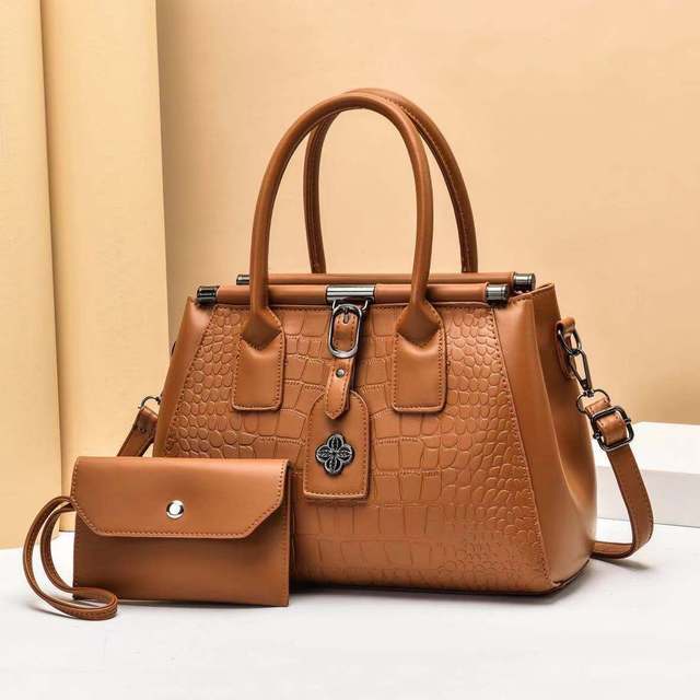 High Quality Wholesale Custom Logo 2 in 1 Set Crossbody Bag Luxury Pu Leather Ladies Tote Bags Women Shoulder Handbag Set