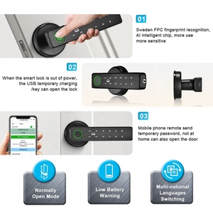 Vân tay điện xử lý khóa tuya nhà thông minh Mật khẩu mã sinh trắc học vân tay cửa xi lanh Ổ khóa cho cửa gỗ - Product Image 6