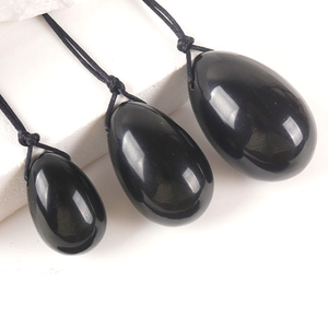 Factory Supply Natürliches schwarzes Obsidian-Rosenquarz-Kristall-Yoni-Ei-Set Vaginal-Gesichts massage gerät für Frauen für die Yoga-Praxis - Product Image 4