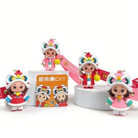 Porte-clés en silicone 3D personnalisé en forme de lion dansant, poupée traditionnelle chinoise, avec logo personnalisé disponible, vente en gros d'usine
