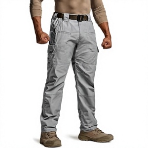 Pantalones Cargo Tácticos Grises para Hombre, Múltiples Bolsillos, Secado Rápido, Material de Lona, Estilo Ropa de Trabajo, Pantalones de Primavera para Exteriores - Product Image 1