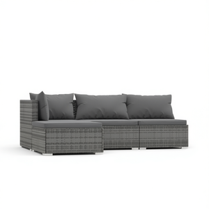 Ensemble de salon de jardin en rotin gris avec structure en acier, meubles d'extérieur durables, design contemporain, 4 places - Product Image 1